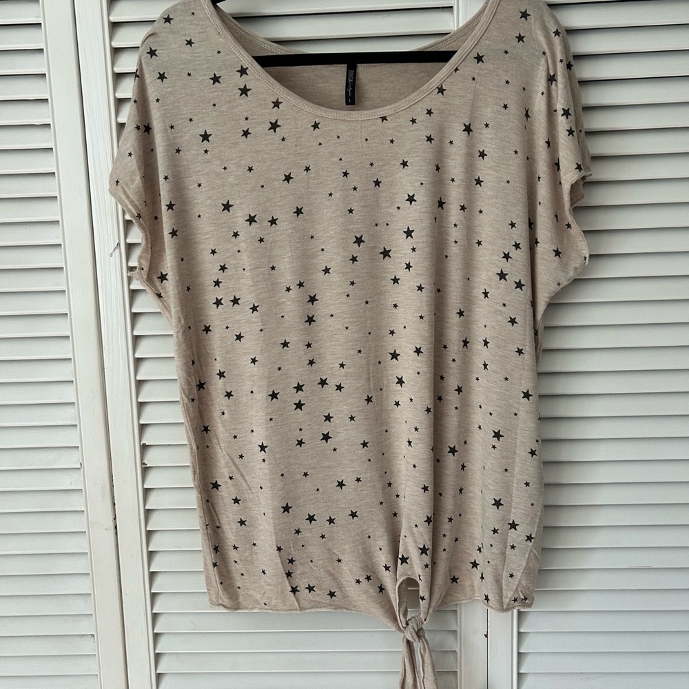 Tan Tie Front Relaxed Short Sleeve T-Shirt